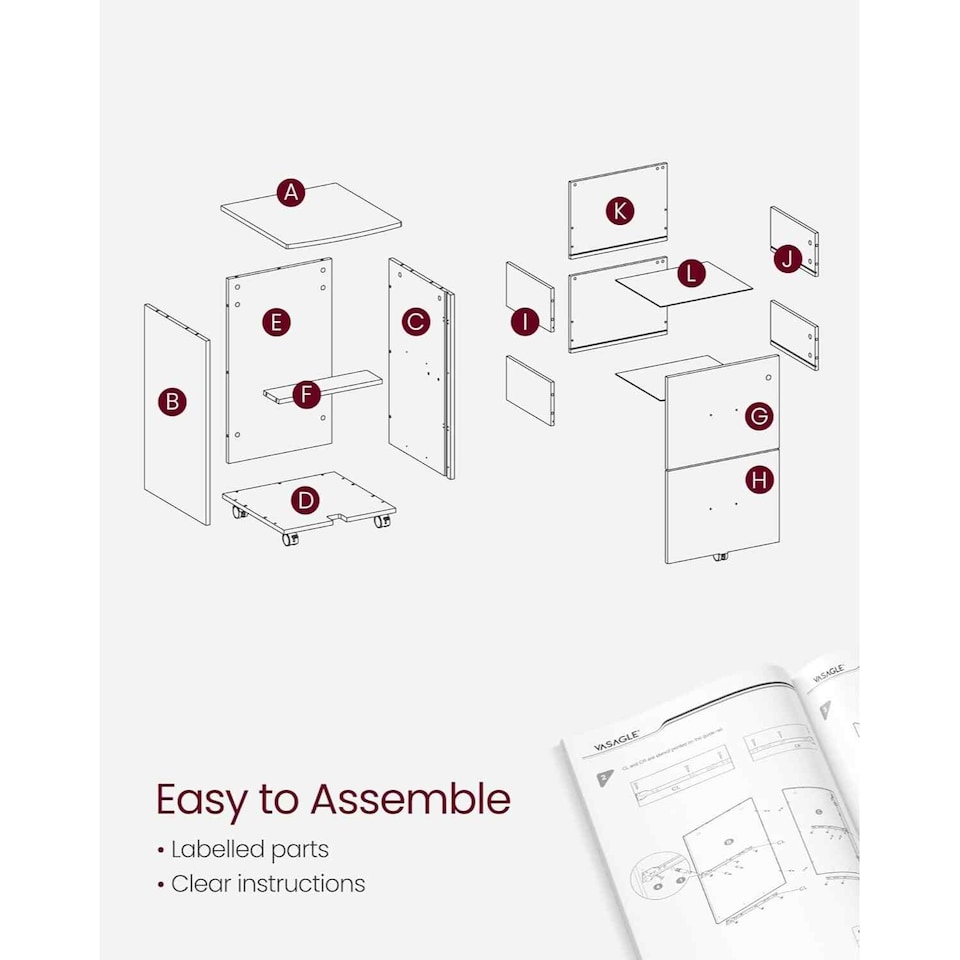 image 1 of Rolling File Cabinet with 2 Lockable Drawers, Mobile Printer Stand, Home Office Storage, White