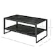 image 3 of HOMCOM Two-Tier Coffee Table Marble Effect Shelf Metal Frame Black Black