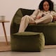 image 2 of Amara Velvet Bean Bag Pouffe Olive Green | Green | Olive Green | 1