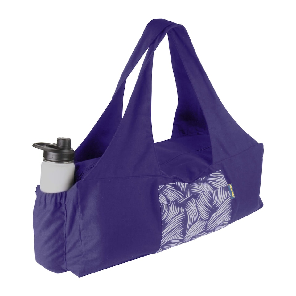 image 1 of Fitness Mad Yoga Kit Bag with Water Bottle Holder — Purple, 100% Cotton, Waterproof Lining | Purple | Purple | 77cm (L) x 20cm (W) x 24cm (H)
