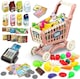 image 1 of Kids Shopping Cart Play Set - 65-Piece Pretend Grocery Kit with POS Machine, Plastic Money & Accessories Easy Assembly for Ages 3+ (Green)