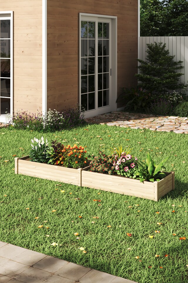 image 1 of Living and Home Solid Wood Raised Garden Bed with 2 Compartments | Brown | 243cm W x 61cm D x 25cm H