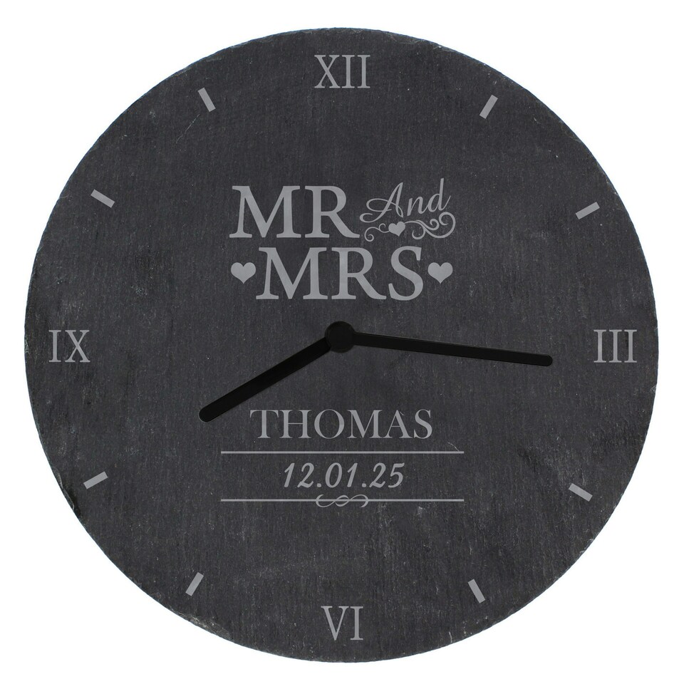image 1 of Personalised Mr & Mrs Slate Clock