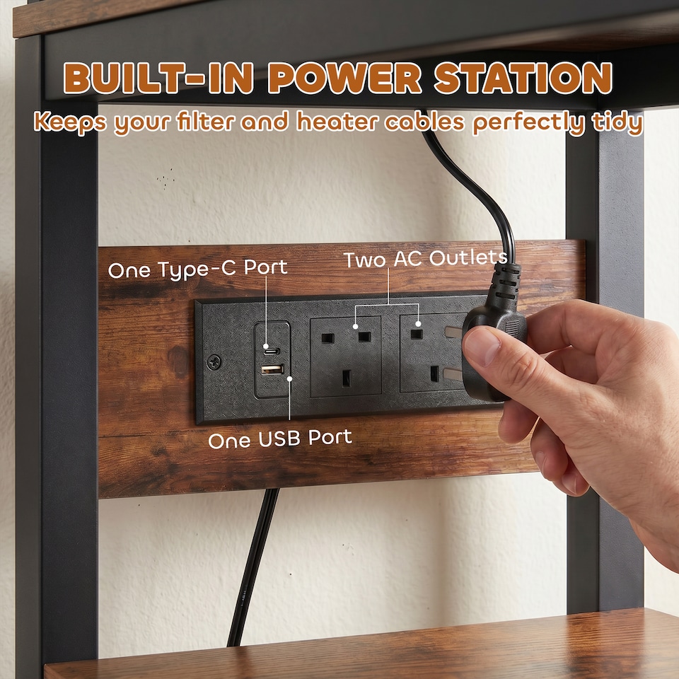 image 1 of PawHut Fish Tank Stand with Power Outlets 20-29 Gallon
