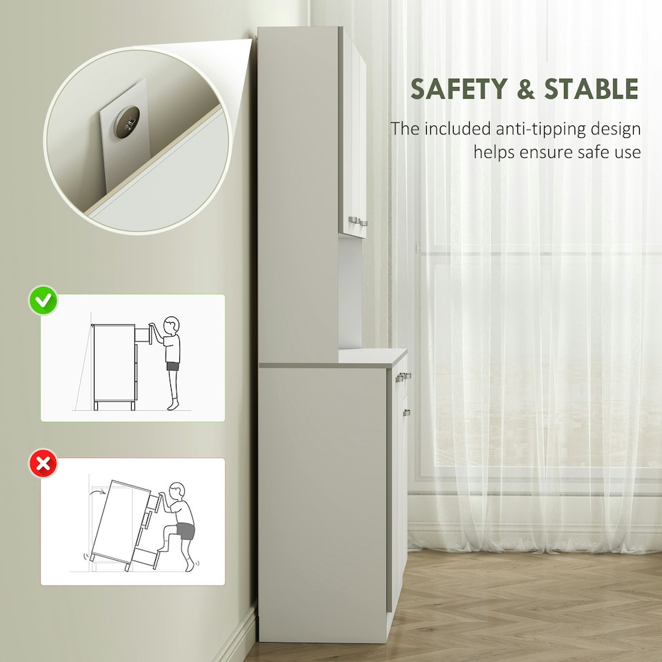 image 1 of HOMCOM Freestanding Kitchen Cupboard, Storage Cabinet with Doors White