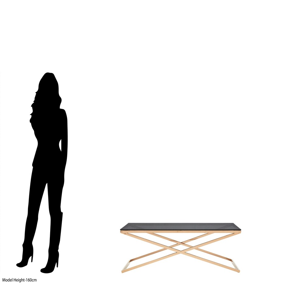 image 1 of Montril Glass Top Criss Cross Coffee Table Gold