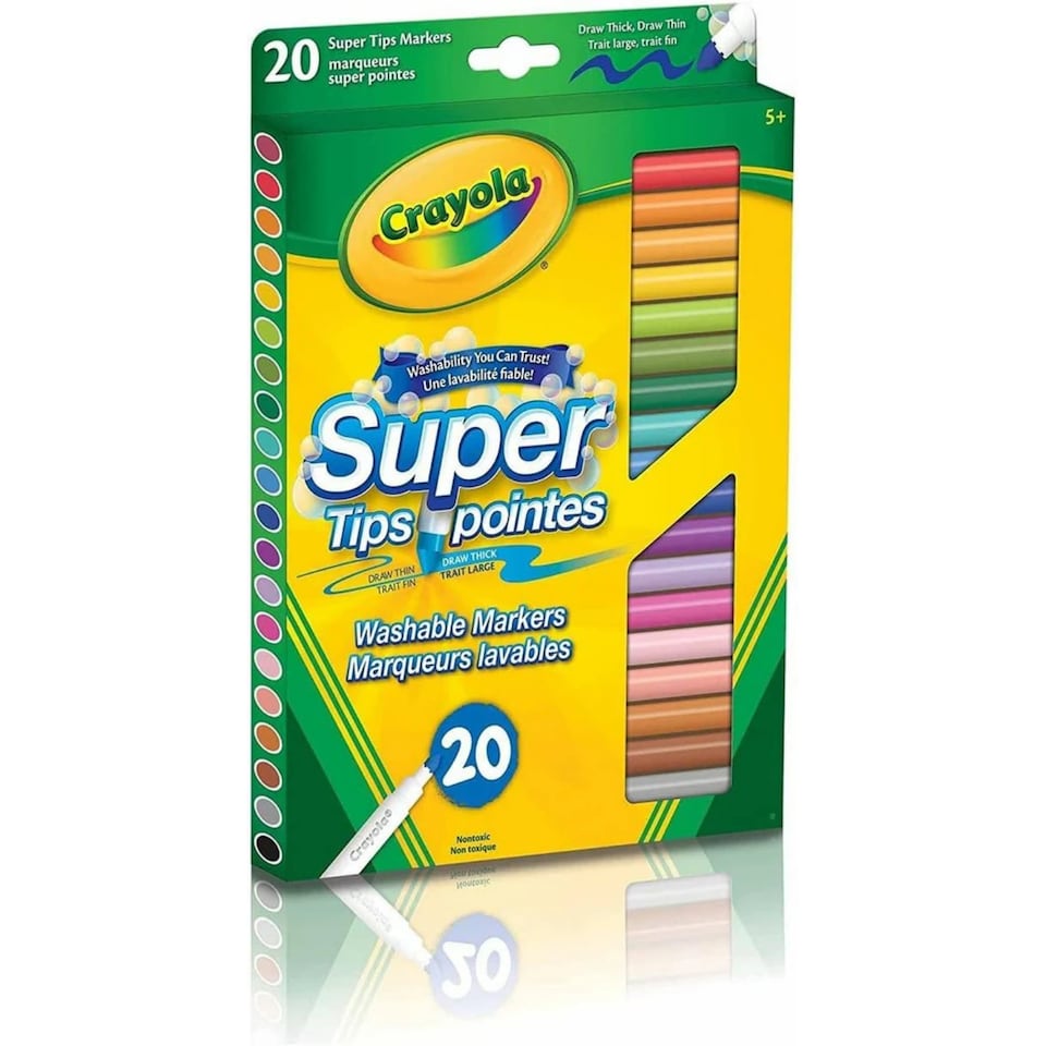 image 1 of Crayola Super Tips Washable Markers 20 Count