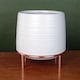 image 1 of White Ceramic Planter with Metal Stand Plant Pot Botanik | White