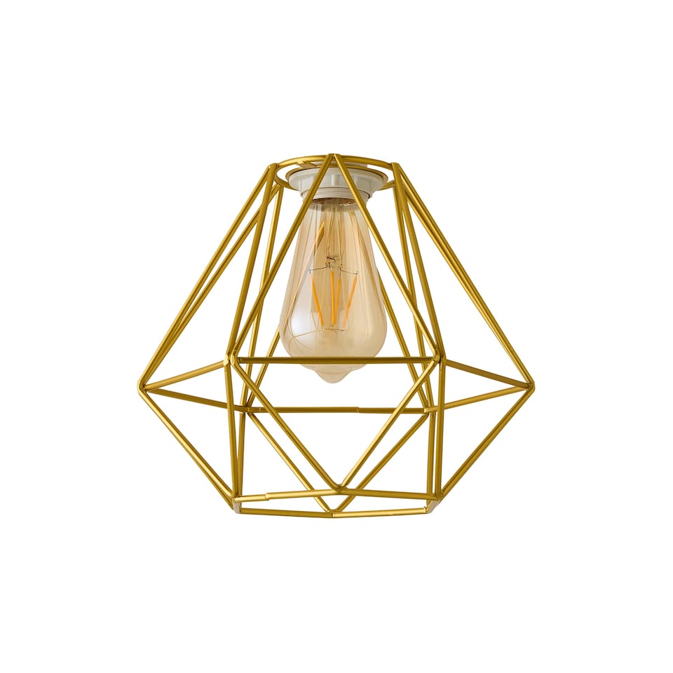 image 1 of ValueLights Modern Geometric Gold Metal Basket Cage Ceiling Pendant Light Shade