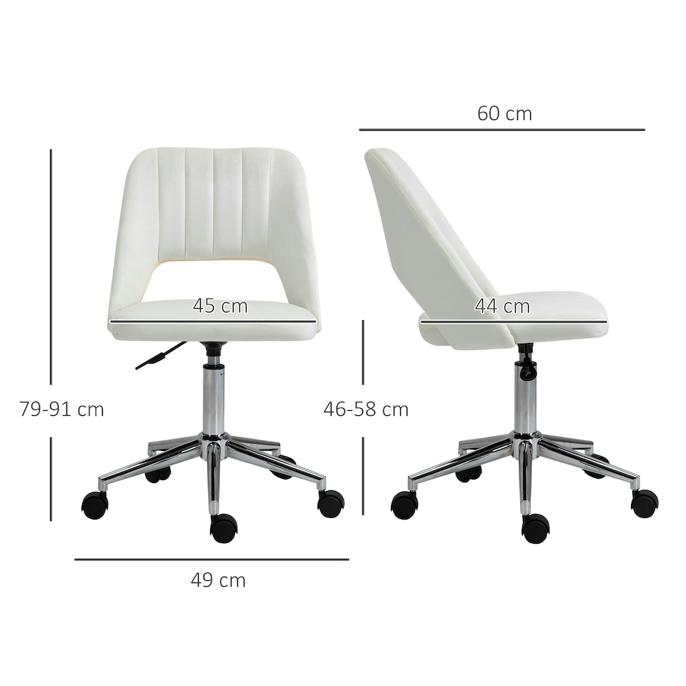 image 1 of Vinsetto Mid-Back Swivel Home Office Chair Scallop Computer Chair Cream White