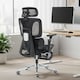 image 2 of HOMCOM Ergonomic Office Chair, High Back Mesh Desk Chair with Reclining Separated Backrest, Lumbar Support, 5D Flip-up Armrests, Adjustable Headrest, Tilt Function, Footrest for Home Office, Black