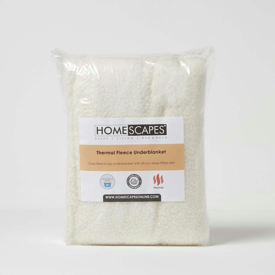 image 1 of Homescapes Cosy Fleece Underblanket - Super King Size | White | Super King