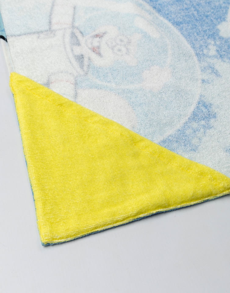 image 1 of SpongeBob SquarePants Boys Yellow & Blue Hooded Poncho Towel | Multi Character Graphic Print | Patrick Star Squidward Mr Krabs | Poolside Beachwear Towel | SpongeBob Merch
