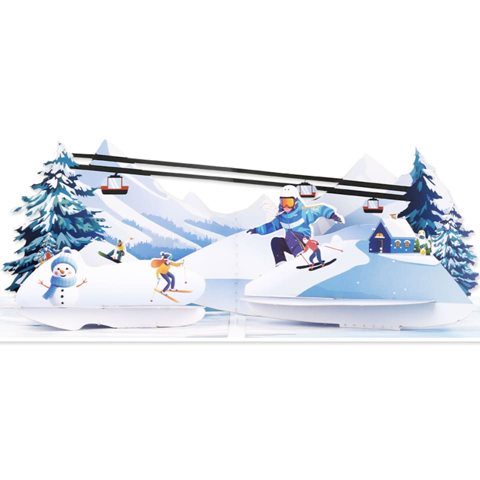 image 1 of Frozen Fun Ski & Snowboard 3D Pop Up Greeting Card
