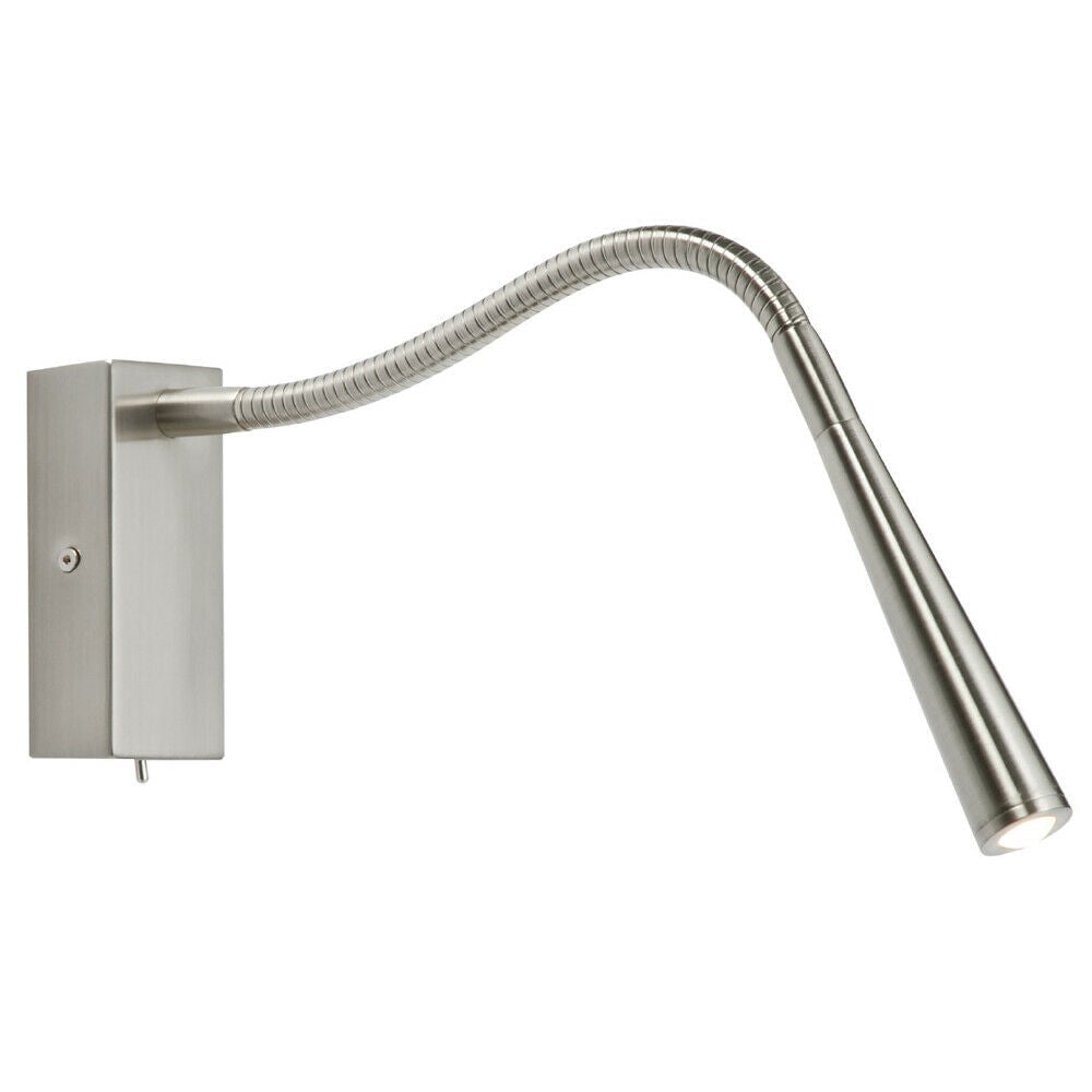Loops Adjustable LED Wall Light Warm White Brushed Chrome Flexible Bedside Task Lamp
