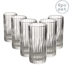 Duralex Manhattan Vintage Collins Glasses - 305ml Highball Cocktail Tumblers - Pack of 6 | Clear | Clear