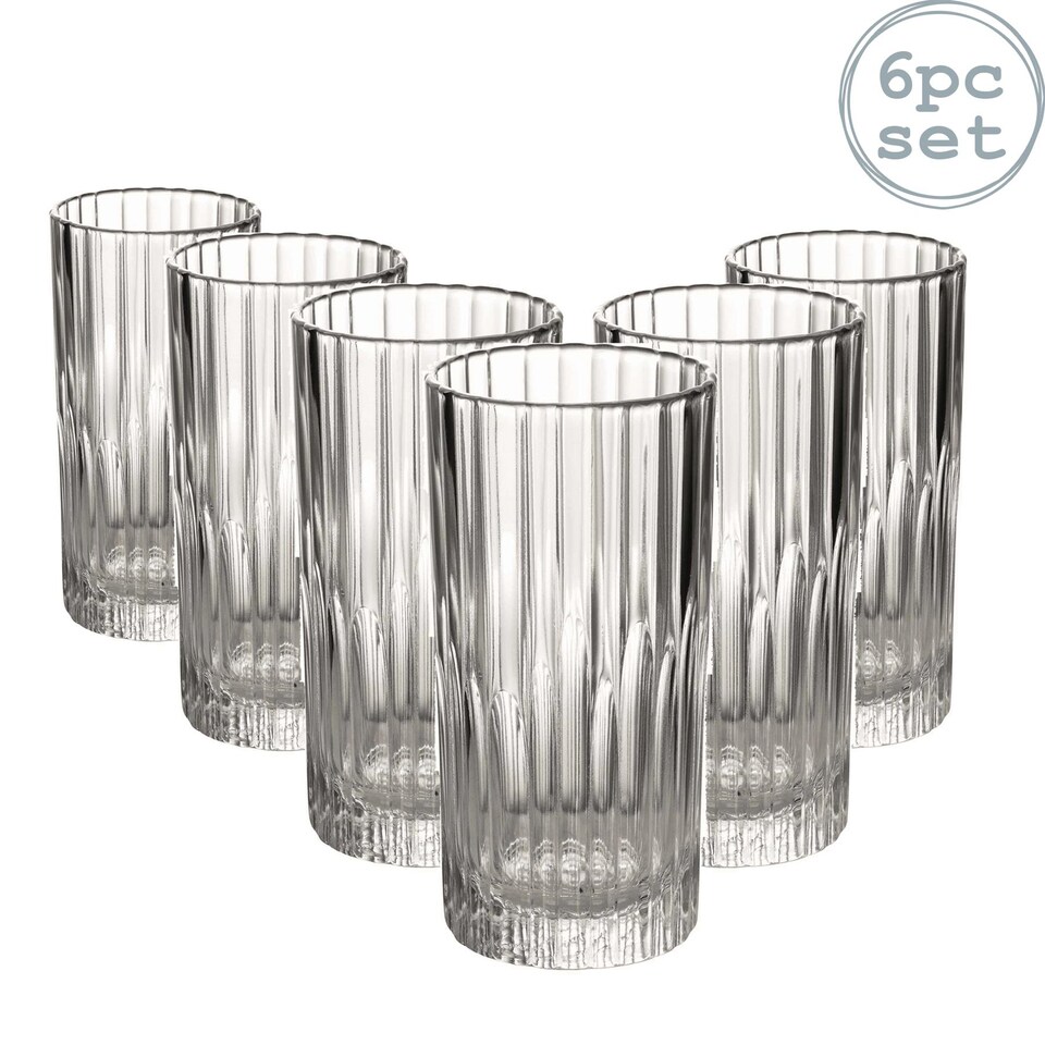 image 1 of Duralex Manhattan Vintage Collins Glasses - 305ml Highball Cocktail Tumblers - Pack of 6 | Clear | Clear