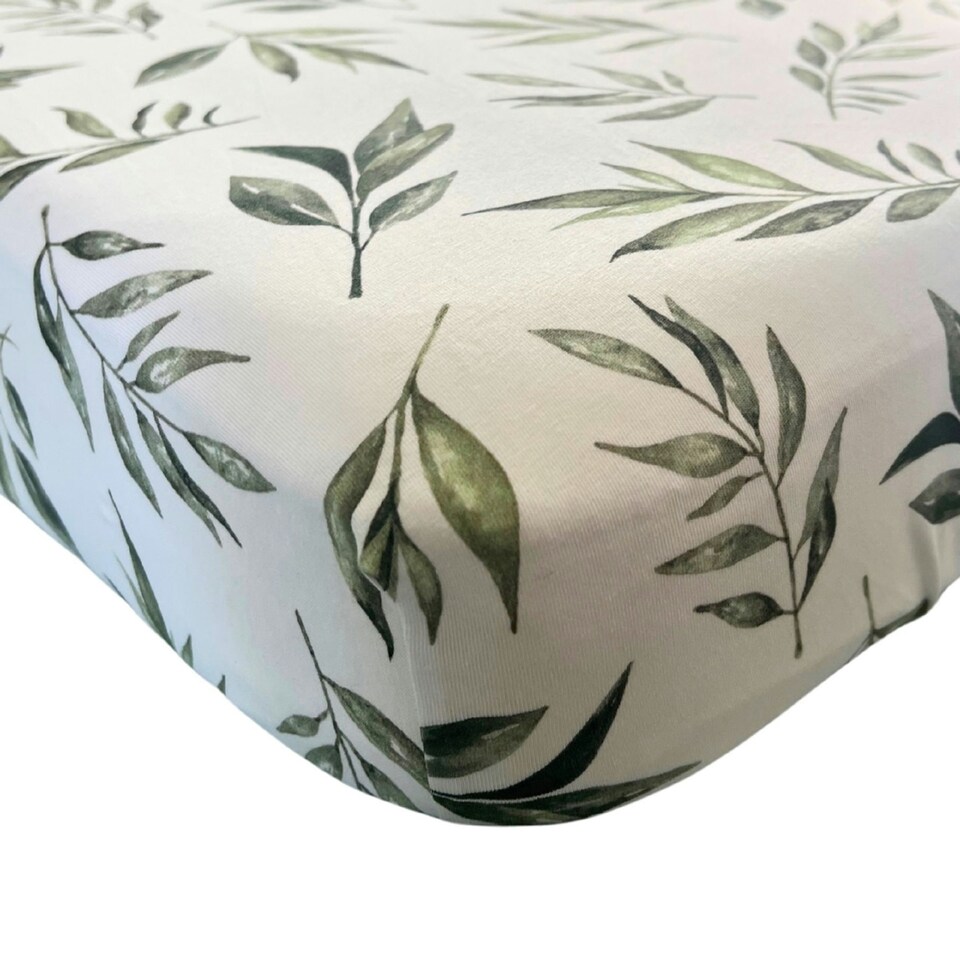 image 1 of Gilded Bird Fitted Cot/Cotbed Sheet Linen Leaves