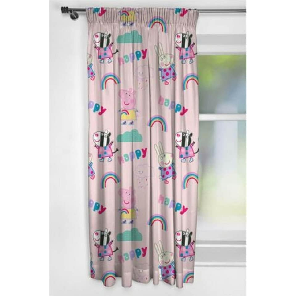 image 1 of Peppa Pig Storm Pencil Pleat Curtains (Pack of 2) - Pink - 137cm x 168cm | Pink