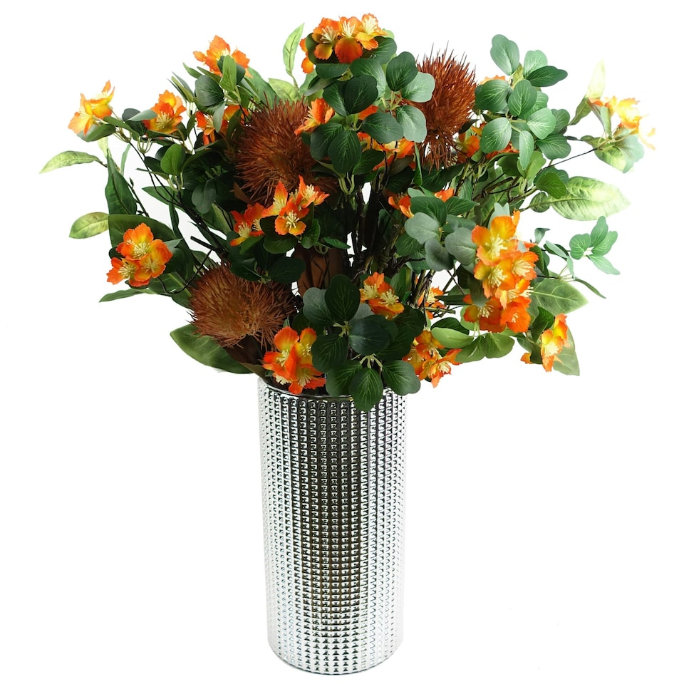 image 1 of 60cm Flower Foliage Spray - Orange