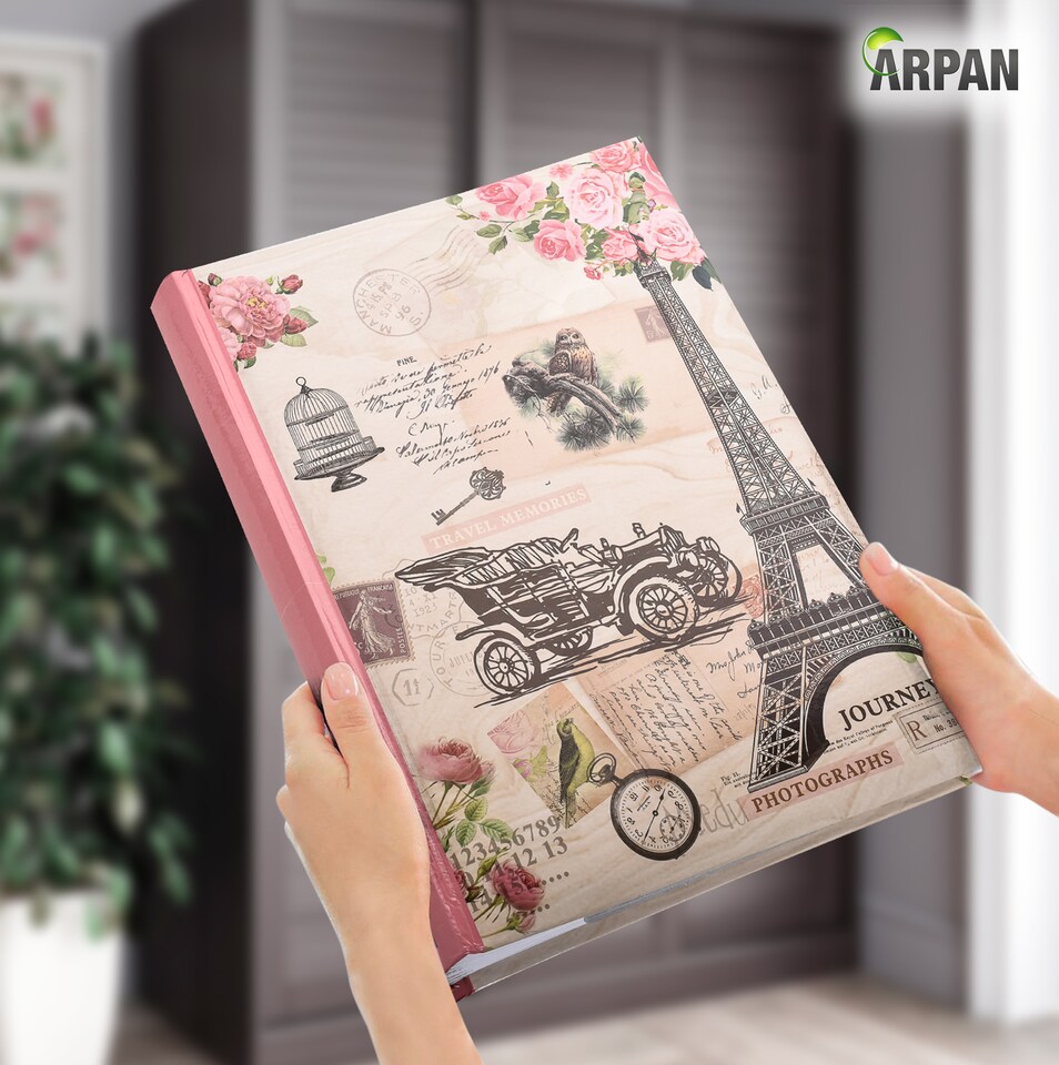 image 1 of ARPAN Large Slip In Memo Photo Album for 300 Photos 6x4" (10x15cm) – Bookbound Picture Album with Memo Writing Space, Index Pages & CD/DVD Pocket for Family, Wedding & Travel Memories