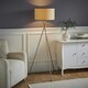 image 1 of ValueLights Camden Brushed Chrome Tripod Floor Lamp Natural Shade Cream