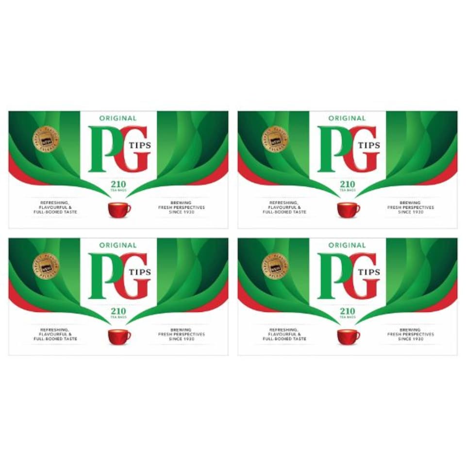 PG Tips Original | Black Tea Bags Bulk | Refreshing, Flavourful & Full-bodied | 4 x 210 Tea Bags | 840 Plant Based Biodegradable Teabags