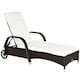 image 2 of Outsunny Rattan Sun Lounger, Garden Lounger Recliner with Wheels and Adjustable Backrest, Outdoor Reclining Sunbed Garden Chair with Cushion and Headrest for Patio, Beach, Terrace, Brown