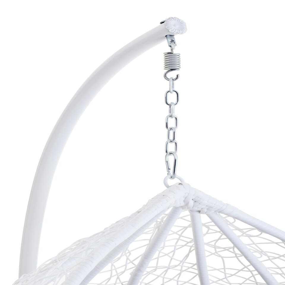 image 1 of Interiors by Premier Cut Out Sides White Hanging Chair with Round Base, Comfortable Seating Swing Chair, Easy to Clean Chair