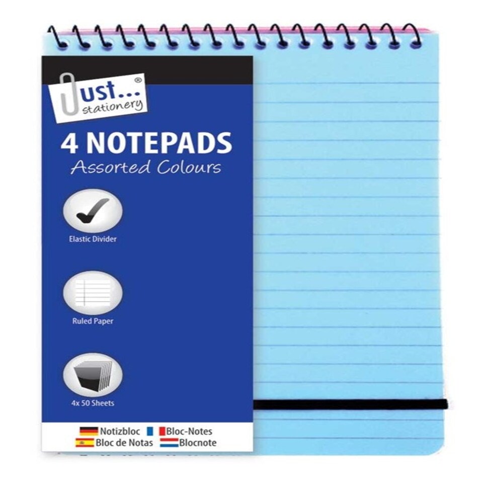 Just Stationery 100x150mm Neon PP Cover Notebook (Pack of 4)