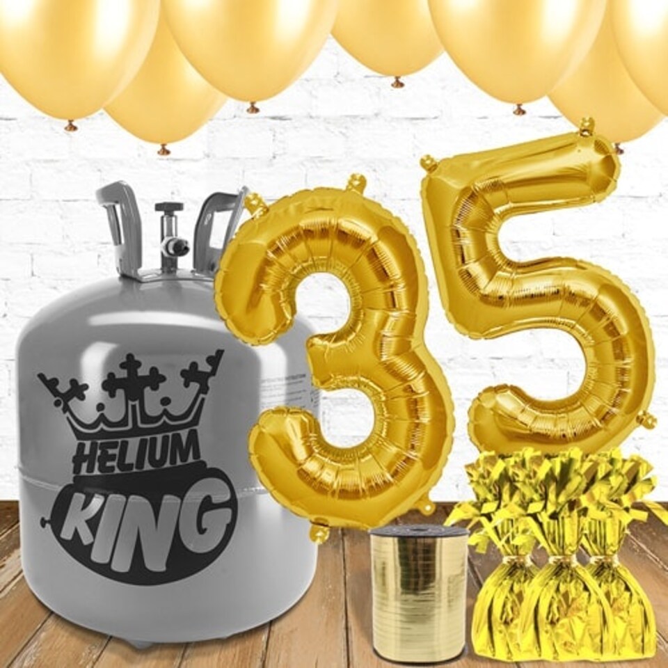 35th Birthday Helium Gas Package with Gold Balloons Tesco Groceries