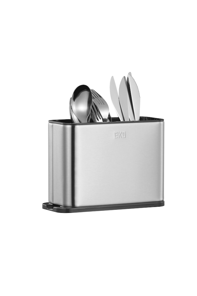 image 1 of EKO - Kitchen Utensil Holder - Utensil Organiser & Cutlery Drainer for Sink - Customisable Compartments for Cutlery, Gadgets - Stainless Steel Utensil Holder - Perfect for Kitchen