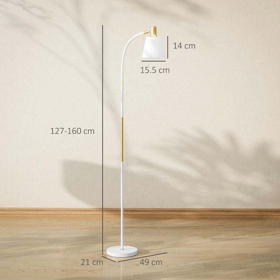 image 1 of HOMCOM Spotlight Reading Standing Lamp with Adjustable Height, White White