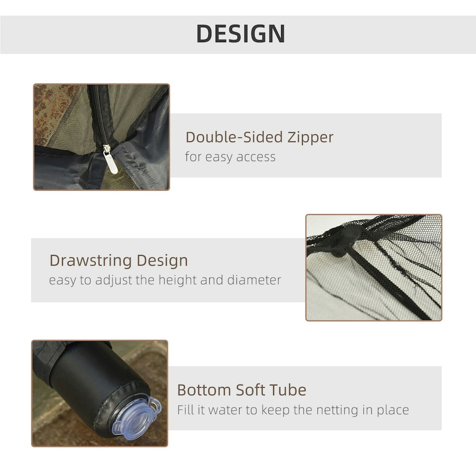 image 1 of Outsunny 2.3m Garden Umbrella Parasol Table Screen Bug Netting Cover