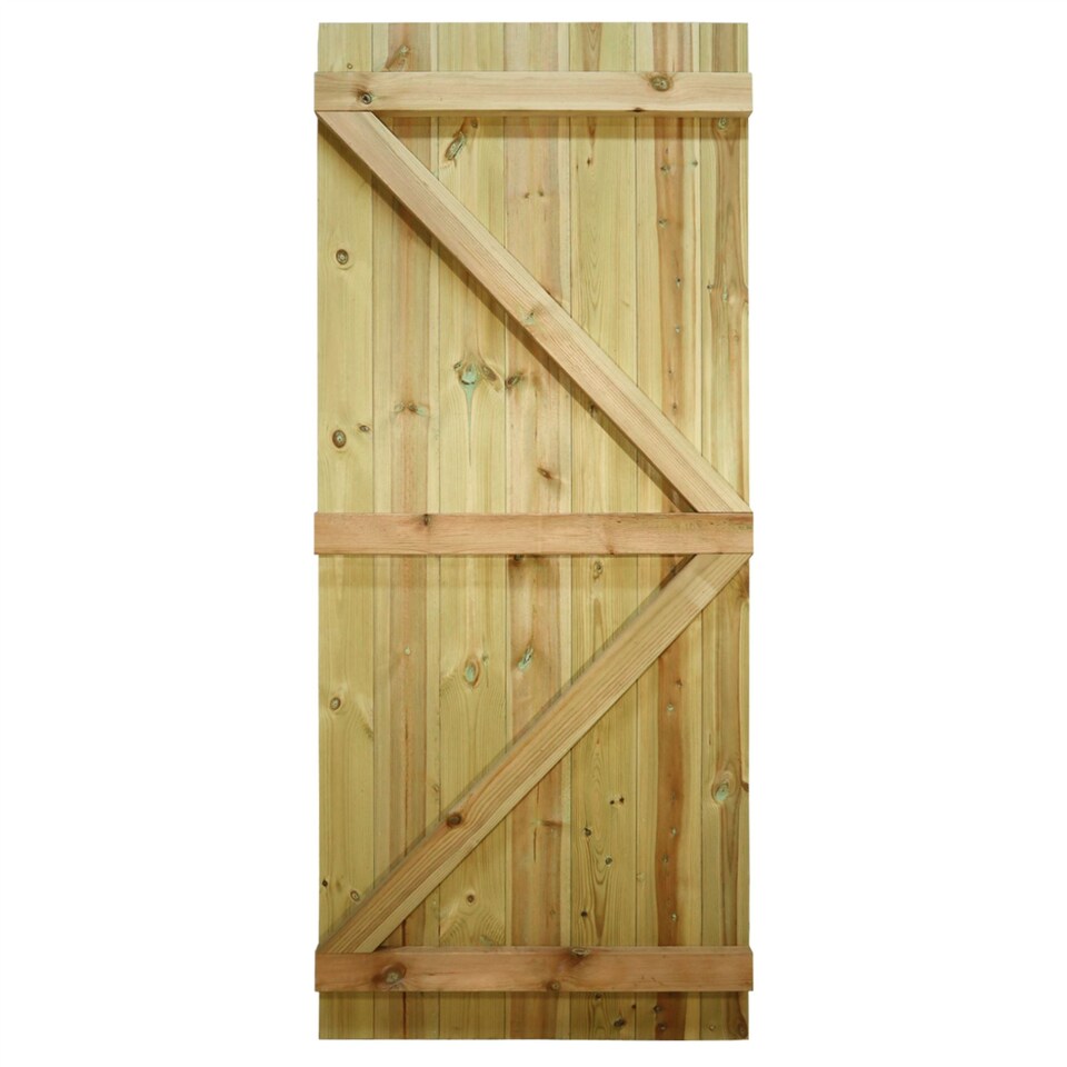 image 1 of Flat Top Wooden Garden Gate 6ft x 2.5ft Tongue & Groove Semi-Braced Treated Door
