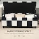 image 4 of HOMCOM Storage Ottoman, Storage Bench with Wood Legs, Footstool, Footrest with Velvet Surface for Bedroom, Hallway, Living Room, 114 x 47 x 47 cm, White and Black