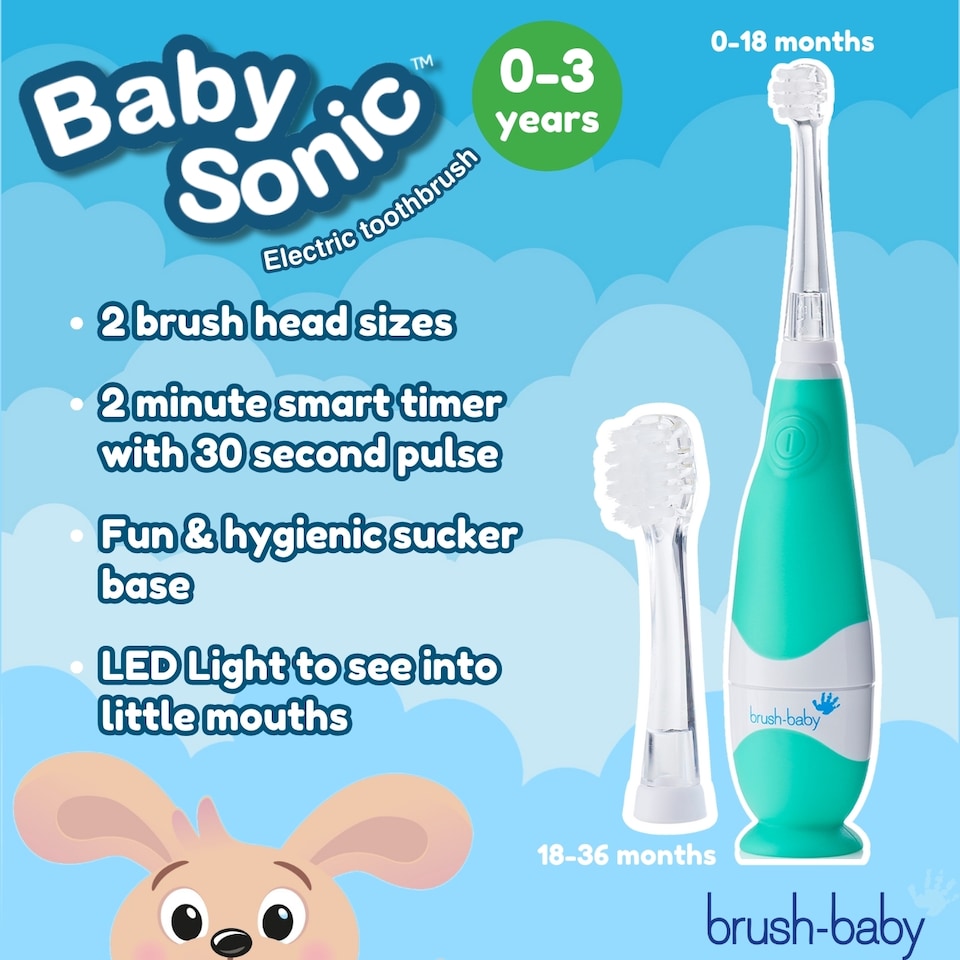 image 1 of Brush Baby BabySonic® Teal Electric Toothbrush for Toddlers