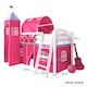 image 6 of Moro Cabin Bed Midsleeper with Cotton Pink Tent, Tower & Tunnel in White