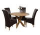 image 1 of Oregon Round Oak Dining Table and 4 Montana Leather Chairs | Brown | Brown | 1