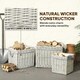 image 3 of Outsunny Set of 3 Wicker Log Basket with Liner and Rope Handles, Beige