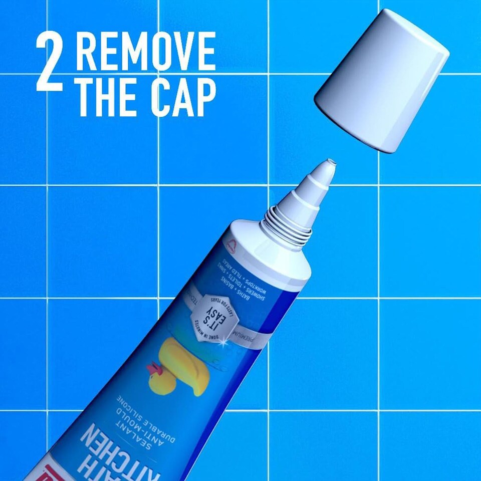 image 1 of Unibond Silicone Sealant Anti-Mould & Waterproof for Kitchen & Bathroom, 50ml, 5 Pack