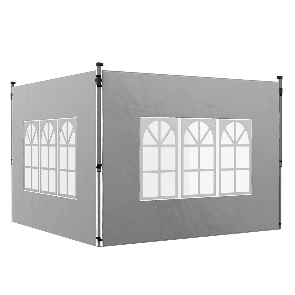 image 1 of Outsunny Gazebo Side Panels for 3x3(m) or 3x4m Pop Up Gazebo, 2 Pack, Black