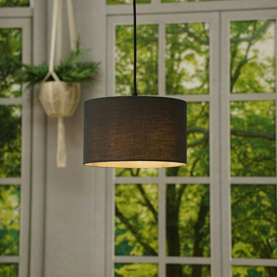 image 1 of ValueLights Reni Black Fabric Small Drum Shade