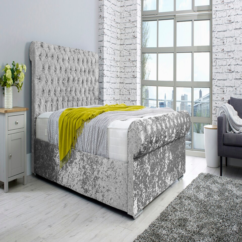image 1 of Santino Crush Single Bed Frame - Silver
