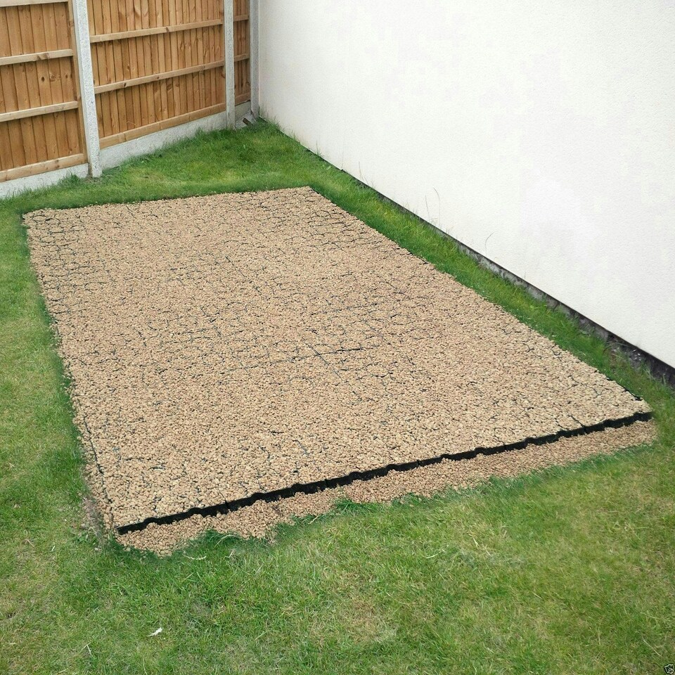 image 1 of True Products TruePave 4ft x 3ft Shed Base Kit 12 Interlocking Plastic Grids With Weed Fabric Black