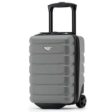 Flight Knight Lightweight 2 Wheel ABS Hard Suitcase Cabin Hand Luggage 100+ Airlines Approved - British Airways, Ryanair & easyJet Free Carry On 40x20x25cm Grey | Charcoal | Cabin Bag