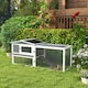 image 2 of PawHut Rabbit Hutch, Bunny Cage with Run & Sliding Tray, Hay Rack, Grey