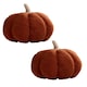 image 1 of OHS 2 x Boucle Fleece Pumpkin Shaped Halloween Fall Autumn Decoration Filled Cushions, 25x25cm - Rust