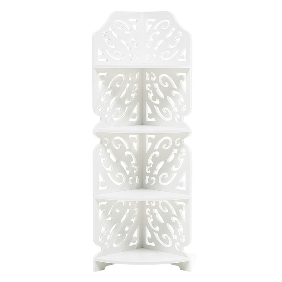 image 1 of Living and Home 4-Tier White Corner Plant Display Stand