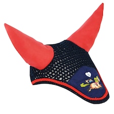 Hy Thelwell Collection Horse Fly Veil - Navy/Red - Shetland